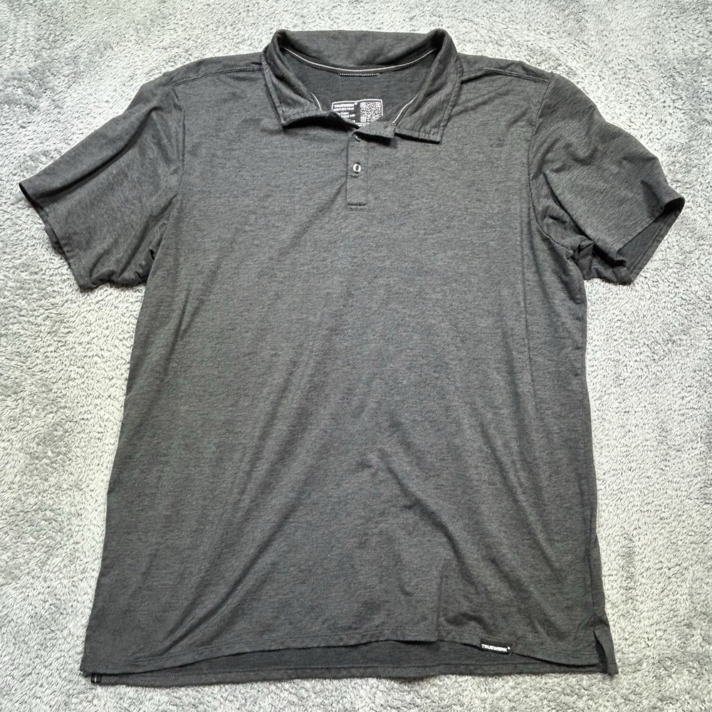 TRUEWERK Polo Shirt Mens XL Gray EDO Performance Workwear Stretch Tech S/S EUC